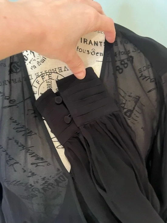 Stockholm Atelier & other Stories Black Sheer Top | SZ 4 |Snap Closure |Like New - Picture 5 of 11